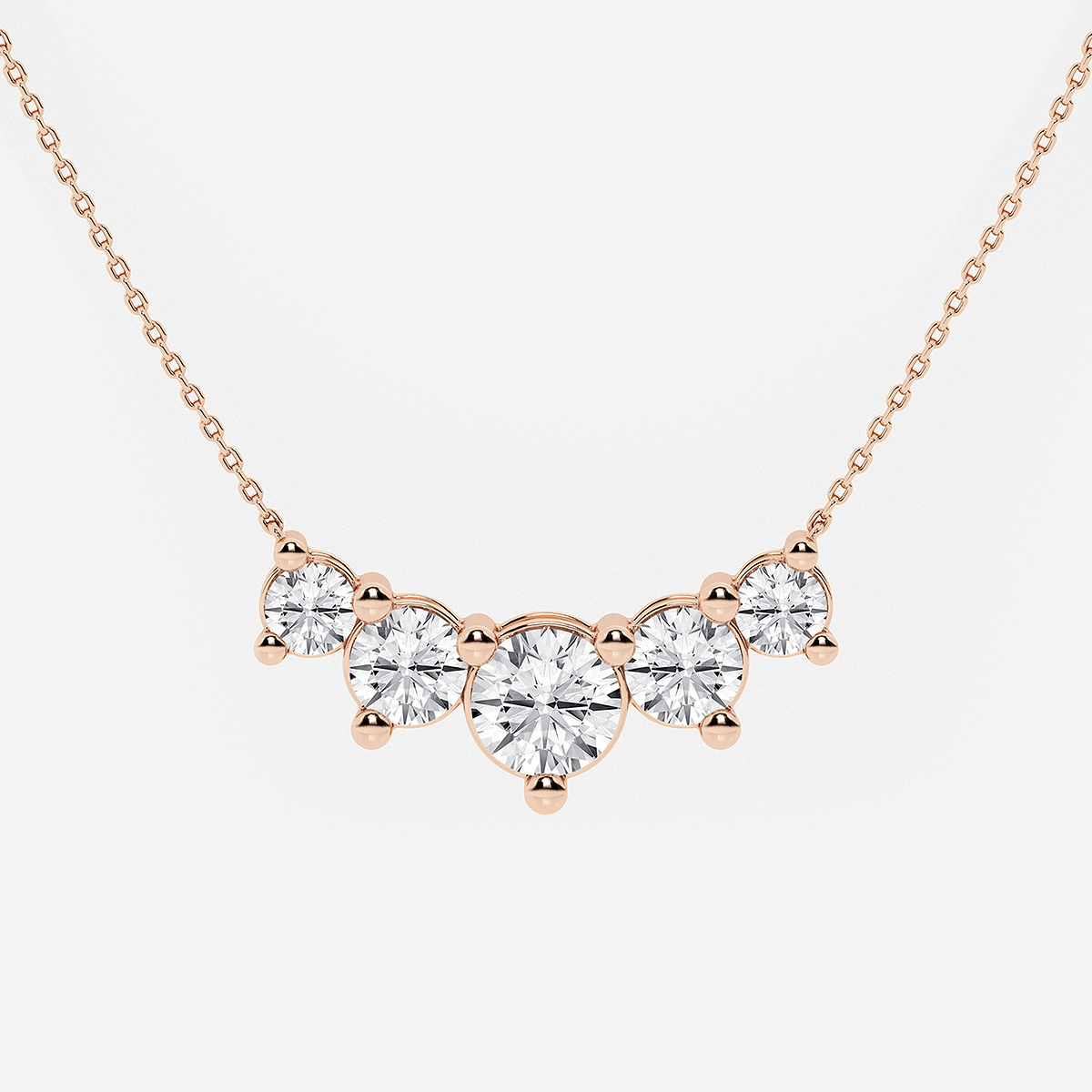 Additional Image 1 for  5 ctw Round Lab Grown Diamond Five Stone Demi Eternity Necklace